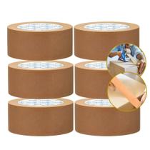 6 Fita Kraft Crepada Adesiva 45mmx40m Marrom para Caixas Molduras Super Aderente Delfix