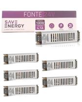 6 Fonte Driver Save Energy Bivolt 24v 100w 4,1A Para Perfil de Fitas Led 6 Fonte Driver Save Energy Bivolt 24v 100w 4,1A Para Perfil de Fitas Led