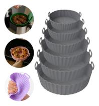 6 Forma Para Air Fryer Forma Silicone Air Fryer Antiaderente Cinza-escuro