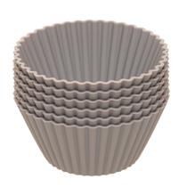 6 Formas Redondas para Cupcake 7cm x 3cm Cinza Silicone 6 Formas Redondas para Cupcake 7cm x 3cm Cinza Silicone