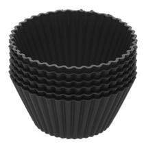 6 Formas Redondas para Cupcake 7cm x 3cm Preta Silicone 6 Formas Redondas para Cupcake 7cm x 3cm Preta Silicone