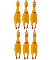 6 Frango Mordedor Pet Galinha De Borracha 16cm Sonoro