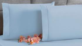 6 Fronha Avulsa Percal 200 Fios Algodão Ponto Palito Azul