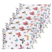 6 Fronhas Em Percal 200 Fios Algodão Ponto Palito Borboletas 6 Fronhas Em Percal 200 Fios Algodão Ponto Palito Borboletas