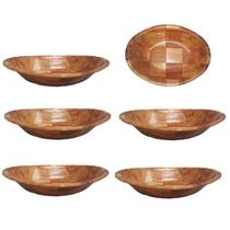 6 Gamelas Travessa Tigela Bambu Servir Petiscos Cozinha 20cm