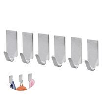6 Ganchos Cabideiro Adesivo de Parede Cabide Inox Banheiro