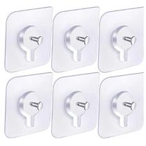 6 Ganchos De Metal Autoadesivo Transparente C Parafuso