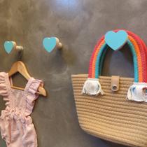 6 Ganchos infantil borboleta flor coração nuvem quarto bebê Cor:Coração