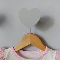 6 Ganchos Penduradores de Parede Infantil MDF 15mm Coração