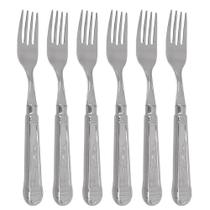6 Garfos Jumbo de Mesa Churrasco 20cm Aço Inox Prateada Jantar Restaurante