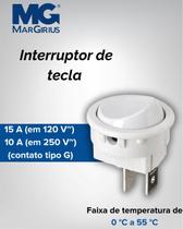 6 Interruptor Tecla MarGirius 16123 Unipolar 15A Branco 6 Interruptor Tecla MarGirius 16123 Unipolar 15A Branco