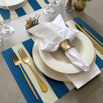 6 Jogo Americano Navy Alto Padrão Impermeável Pvc Bg Az