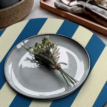 6 Jogo Americano Navy Alto Padrão Impermeável Redondo Bg Az