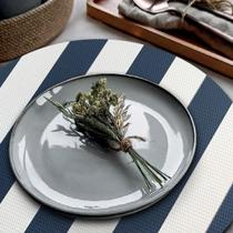 6 Jogo Americano Navy Alto Padrão Impermeável Redondo Br Az