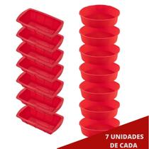 6 Jogo Bolo Forma Redonda e Forma p Pães Silicone Sortida