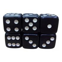 6 Jogo De Dado 26mm (2,6cm) EJ Games Euclides Jordão - Preto