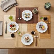 6 Jogos Americano Bambu Natural Mesa Posta Lugar Prato Cozinha Decoração Restaurante Elegante Resistente 45x30 6 Jogos Americano Bambu Natural Mesa Posta Lugar Prato Cozinha Decoração Restaurante Elegante Resistente 45x30