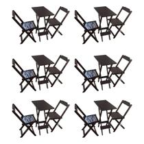 6 Jogos de Mesa Compacta 35x70 com 2 Cadeiras Ideal para Área de Lazer - Tabaco