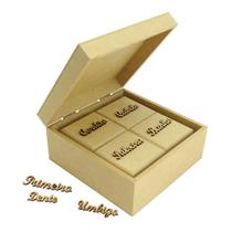 6 Kit Caixa Dobradiça 17x17x8 Com 4 Caixa Interna 6x6x5 e Apliques Mdf Madeira 6 Kit Caixa Dobradiça 17x17x8 Com 4 Caixa Interna 6x6x5 e Apliques Mdf Madeira