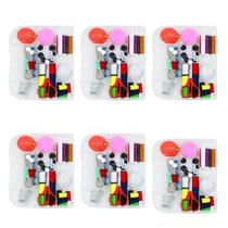 6 Kit Completo Costura Viagem Maleta organizadora para reparos com Agulha Linha Fita Metrica botão elasticos contem 84 peças variadas