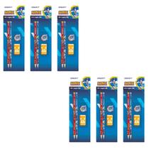 6 Kit Escolar /Aniversário Lápis Borracha Apontador Sonic