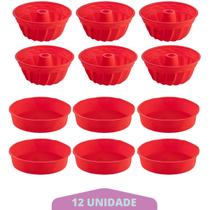 6 Kit Forma Espiral + Forma Redonda Sortida Pudim Silicone