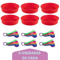 6 kit Forma Redonda Sortida Silicone + Colher Medidora 5Pç - QUALITY HOUSE