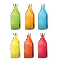 6 kit garrafas sortidas de vidro c/tampa inox scotch água - Tuut
