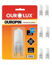 6 Lâmpada Halógena Bipino G9 60w 127v Ourolux Luz Amarelada 2800K