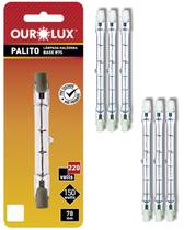 6 Lâmpada Halógena Palito Ourolux 150w 220v Luz Amarela 6 Lâmpada Halógena Palito Ourolux 150w 220v Luz Amarela
