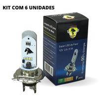 6 Lampada Moto H4 Super Led Efeito Xenon 8000k Cg Ybr Cb