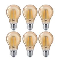 6 Lâmpadas Filamento Led A60 Decorativa 4w Bivolt E27 Varal Luz Retrô Vintage Lustre Amarelo Âmbar