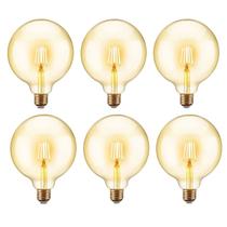 6 Lâmpadas Filamento Led G125 Decorativa 4w Bivolt E27 Varal Luz Retrô Vintage Lustre Amarelo Âmbar
