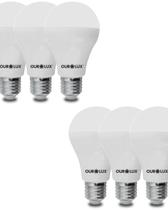 6 Lâmpadas Led Bulbo Ourolux A60 Base E27 15w Bivolt Cor da Luz Branco Quente Amarelada 3000k