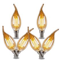6 Lâmpadas Led Filamento Vela Chama 4w E14 2200K 127V KIT C/ 6 UNIDADES
