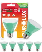 6 Lâmpadas LED Par20 Ourolux 6w Base E27 Cor da Luz Verde Bivolt