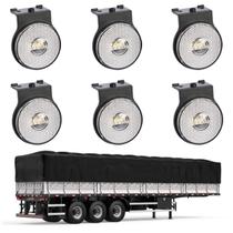 6 Lanterna Lateral Carreta LED Cristal 65mm Suporte e Conec.