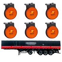 6 Lanterna Lateral Guerra LED Âmbar 65mm c/ Suporte - Fio