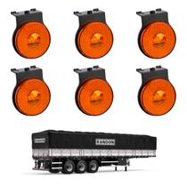 6 Lanterna Lateral Randon LED Âmbar 65mm c/ Suporte - Fio
