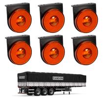 6 Lanterna Lateral Randon LED Âmbar 85mm c/ Suporte - Fio
