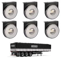 6 Lanterna Lateral Randon LED Cristal 85mm c/ Sup. - Conect.