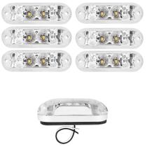 6 Lanterna Ônibus Caminhão Vigia Teto Cromada 2 LED BIVOLT CR