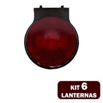 6 Lanternas Lateral LED Caminhão Carreta C/Suporte Vermelha