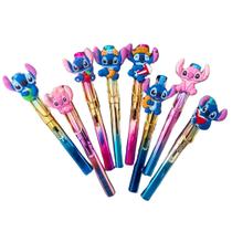 6 Lápis Infinito Metalizado Stitch Disney Com Borracha