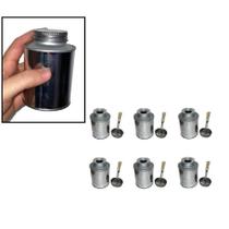 6 Lata Tampa Rosca C/Pincel 250ml Colas Tintas Artesanato Po