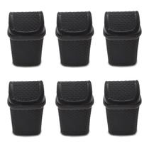 6 Lixeiras Pia Prática Preta Tampa Basculante Rattan 4,5 L