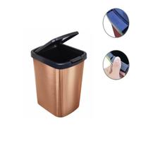 6 Lixeiras Plástico Tampa de Botão Rosa Metálico 9L Dasshaus 6 Lixeiras Plástico Tampa de Botão Rosa Metálico 9L Dasshaus