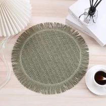 6 Lugar americano redondo sousplat bege caramelo e verde kit c 6