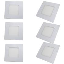 6 Luminária LED Embutir 3w Quadrada Branco Quente 3000k