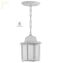 6 Luminaria Pendente Colonial Externo Vintage Branco Alz16